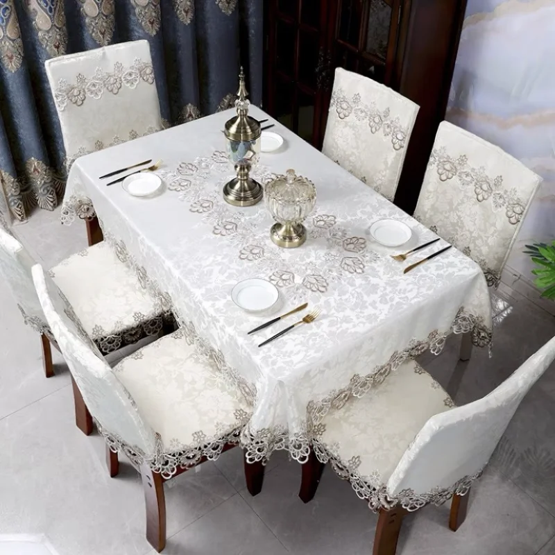 Table Cloth Embroidery Lace European Style Tea Table Tablecloth Household Rectangular Jacquard Fabric Decorative Lace Tablecloth