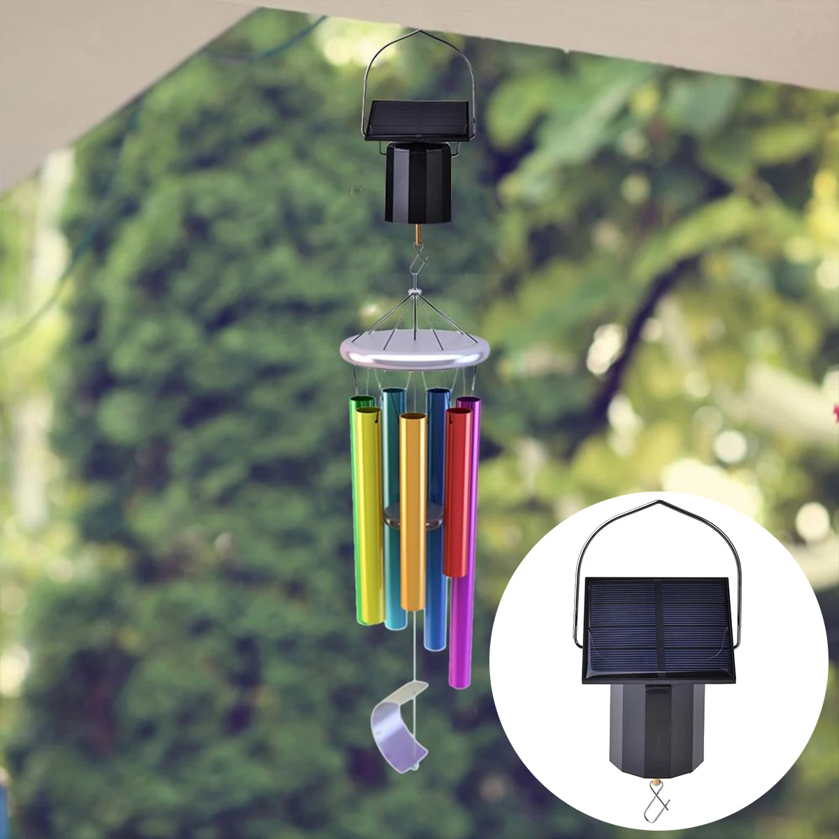 محرك دوار معلق محرك شمسي مع خطاف ، زخارف دقات رياح وصديقة للديكور الخارجي