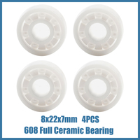 4PCS 608 Full Ceramic Bearing 8x22x7mm 608CE All Zirconia ZrO2 Ceramic Ball Bearings High Temperature/Chemical/Skateboard