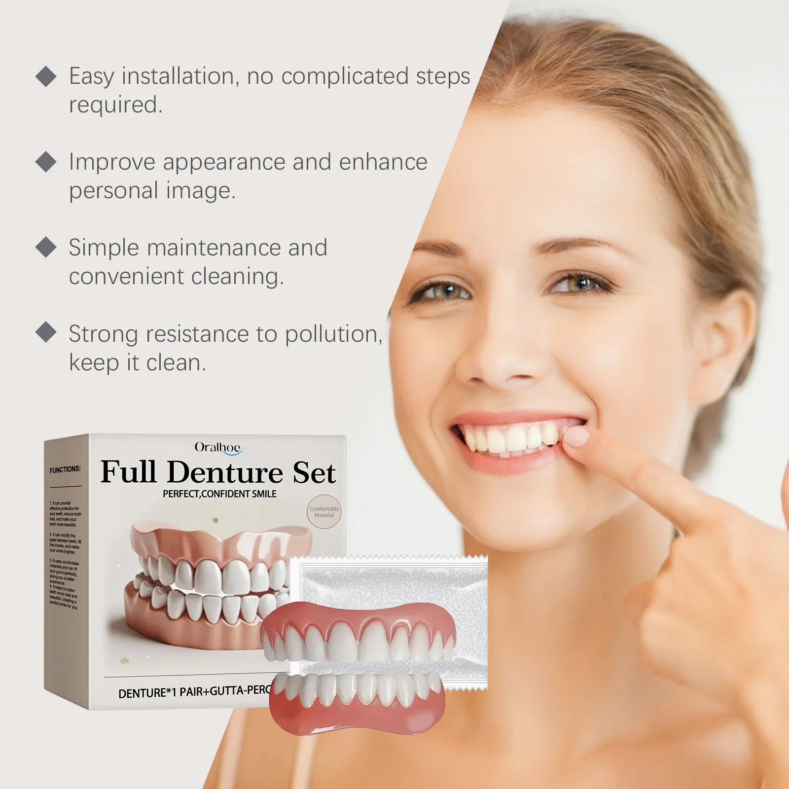 Temporary Cosmetic Teeth Cover Snap‑on Veneers Realistic Fake Teeth For Photo Shooting Daily Beauty Smile Decor