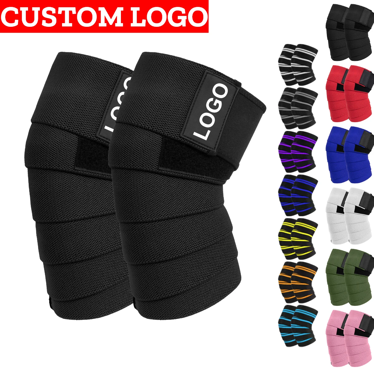 Support Custom Logo Elbow And Knee Wraps for Weightlifting Cross Training Fitness Knee Wraps Support for Squat Gym Knee Sleeves