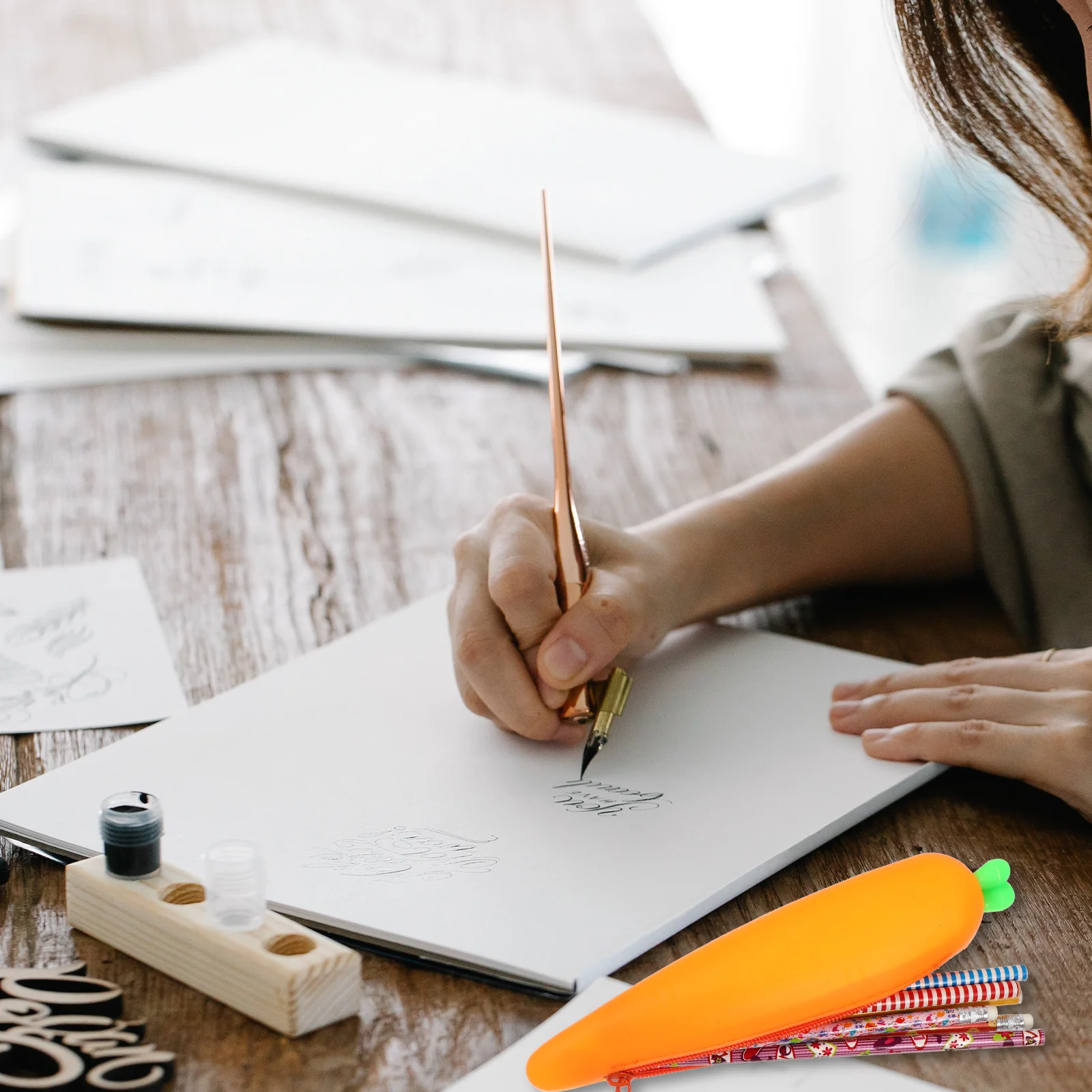 2 قطعة أكياس سيليكون الإبداعية سعة كبيرة مقلمة لطلاب المدارس جميل الكرتون سستة القرطاسية المنظمون حقيبة القلم #5