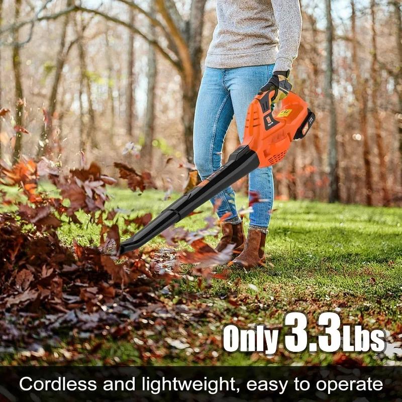 Blower,21V Handheld Electric Leaf Blower with 2 x 2.0Ah Battery & Charger, Lightweight Battery Powered Leaf Blower for Lawn