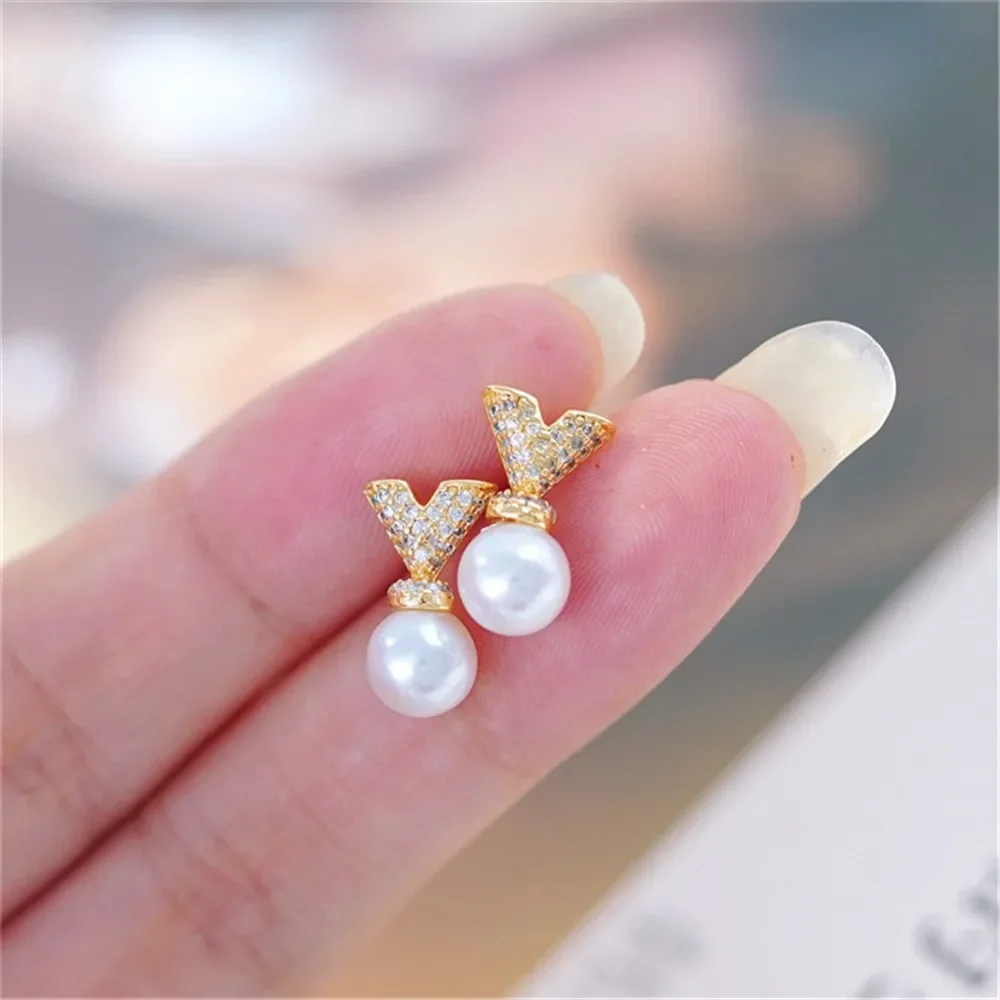 Серьги-кольца золотого цвета 18 карат, высококачественные принадлежности для изготовления ювелирных изделий, аксессуары для самостоятельного изготовления, без жемчуга E219