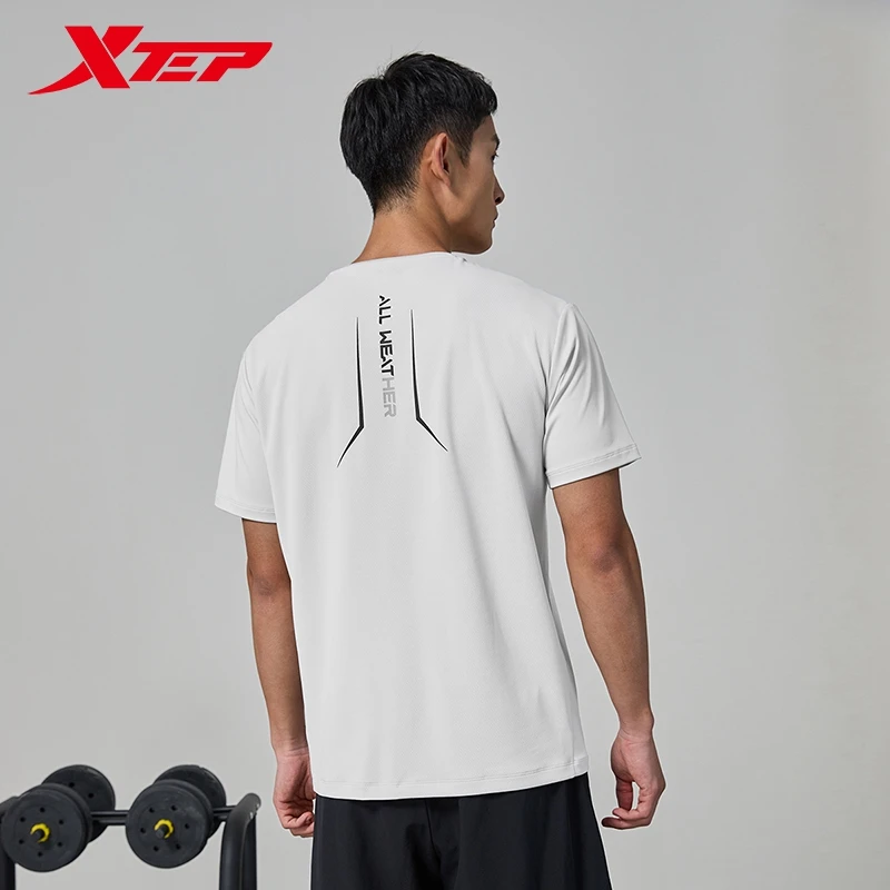 Xtep Short Sleeve Knitted Shirt For Men 2024 Summer Quick-Drying Men\'s T-shirt Sports Breathable Soft Outdoor Tops 876229010173