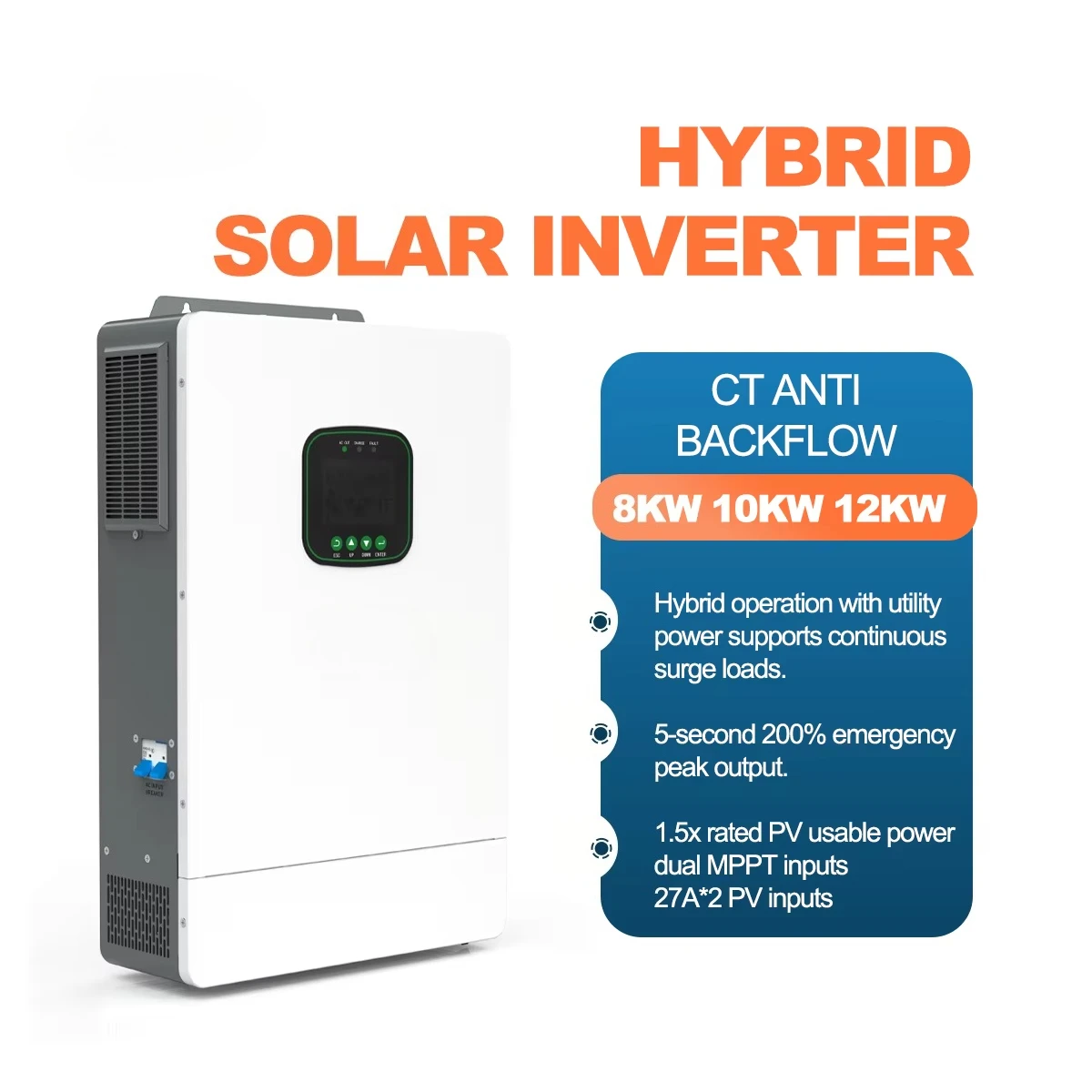 UNC Anti-reflux CT 220v On/Off Grid 12000w Solar String 10.2kw Hybrid Parallel Single String Phase Inverter 48v 51.2v WIFI LCD