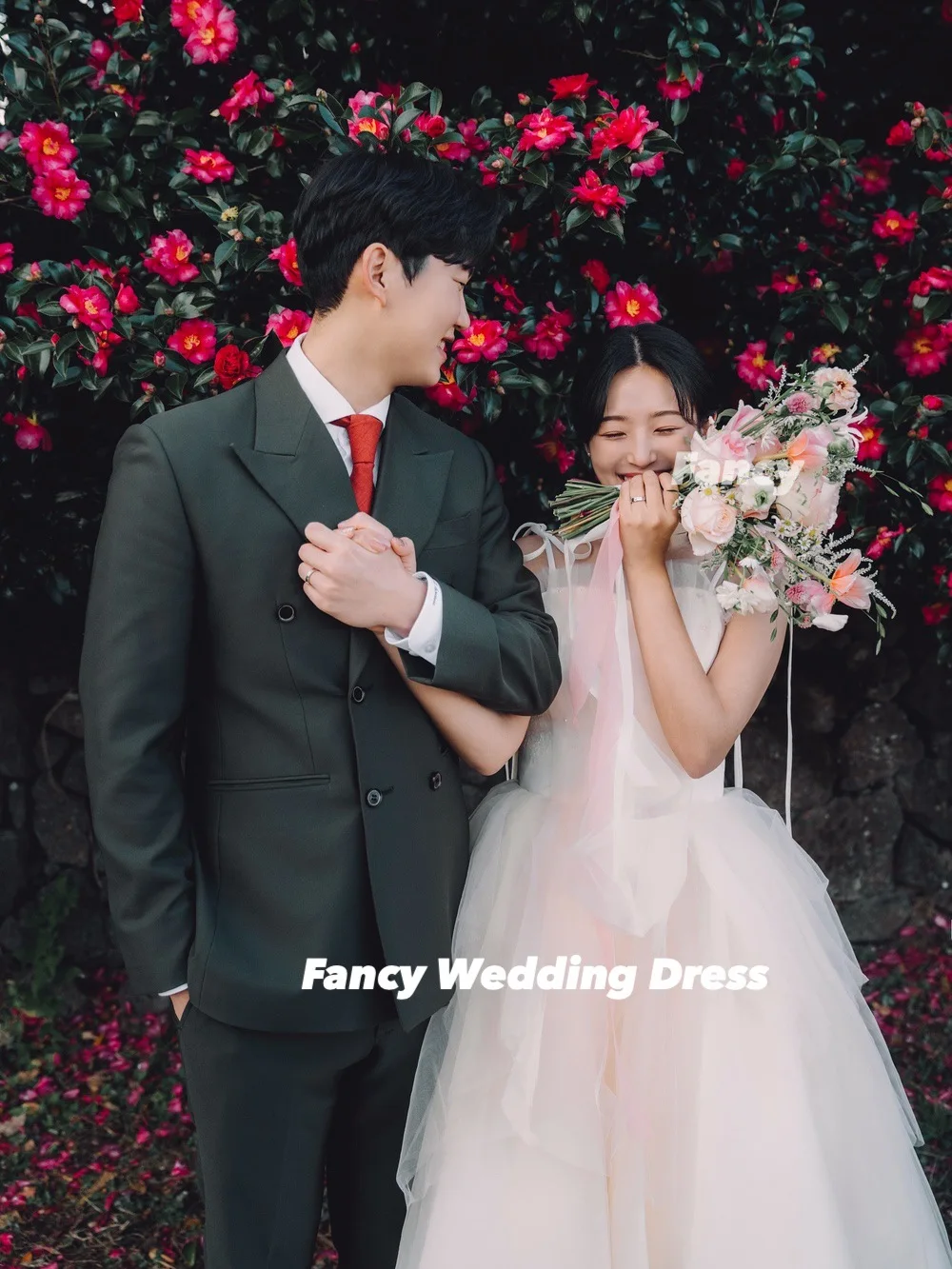 Fancy Princess Sweetheart Wedding Dress A Line Organza Bridal Gown Spaghetti Straps Korea 웨딩드레스 Cusotmized