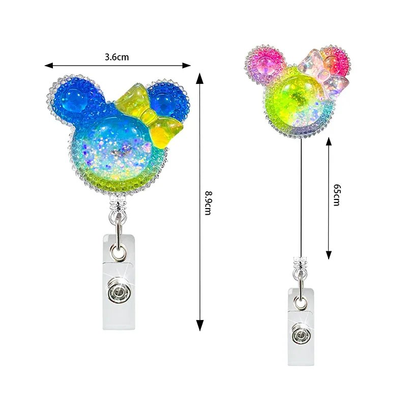 Iridescent Shiny Minnie Retractable Badge Reel Nurse Doctor Card Holder Office Hospital Name Card Supplies