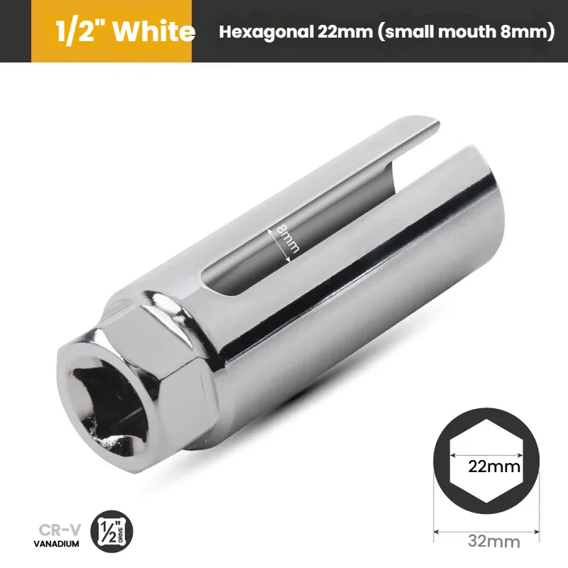 ประแจซ็อกเก็ตอเนกประสงค์ขนาด 22 มม. 1/2 นิ้ว สำหรับรถยนต์ ประแจซ็อกเก็ตสำหรับถอดและติดตั้งเซ็นเซอร์ออกซิเจน อุปกรณ์เสริมรถยนต์ระดับมืออาชีพ