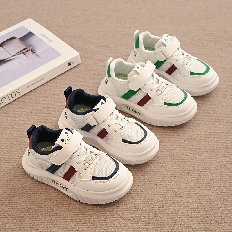 

Students Sneakers Breathable 2025 New Fashion Kids Casual Shoes Hook&loop Boys Girls Non-slip Soft Sole Trendy Running Shoes