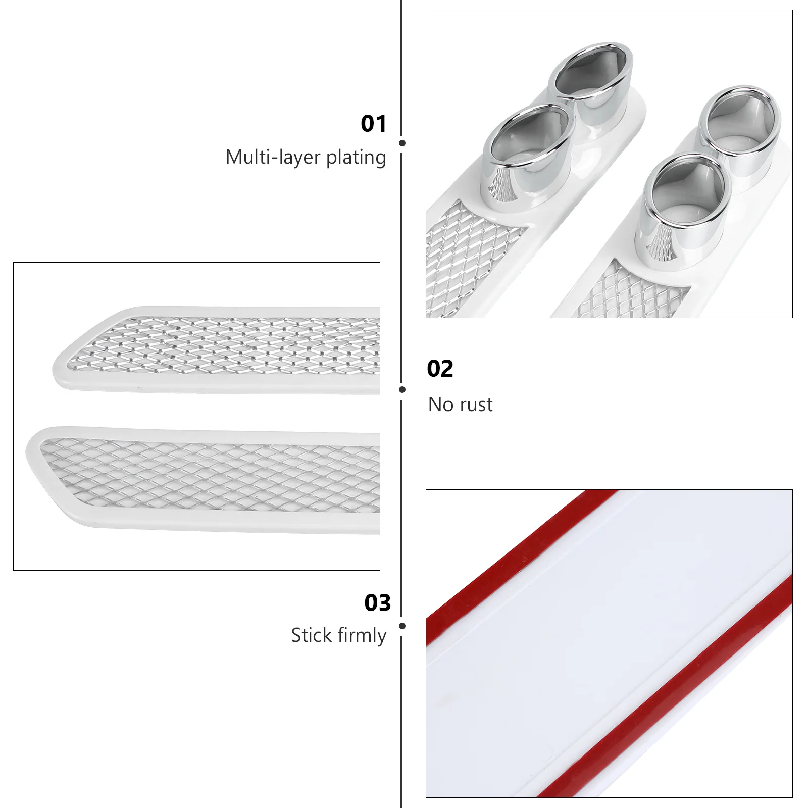 สติ๊กเกอร์ตกแต่งช่องแอร์รถยนต์ 2 ชิ้น ใช้ได้กับรถยนต์ทุกประเภท วัสดุทนทาน ไม่เป็นสนิม ติดตั้งง่าย อุปกรณ์ตกแต่งรถยนต์