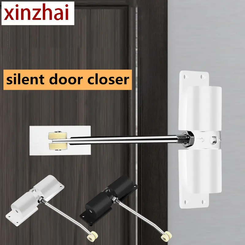 Home Door Automatic Door Closer Stainless Steel Adjustable Double Spring Silent Large Door Closer Mute Sequencer