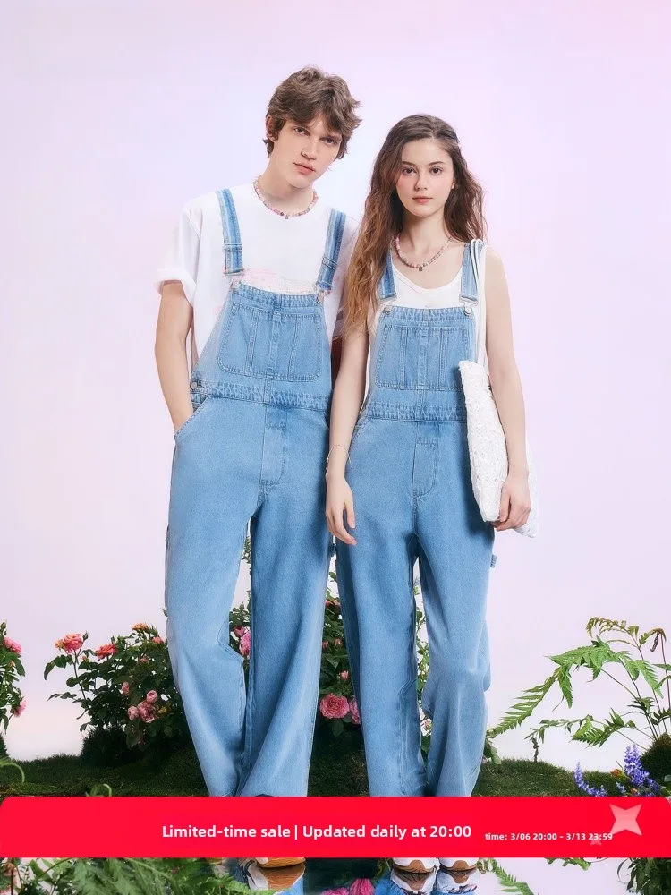 

LIVETOLEAD Slimming Denim Overalls Women's Summer New Loose Wide Leg Jumpsuit Casual High Waist Cotton Blend Jeans Blue