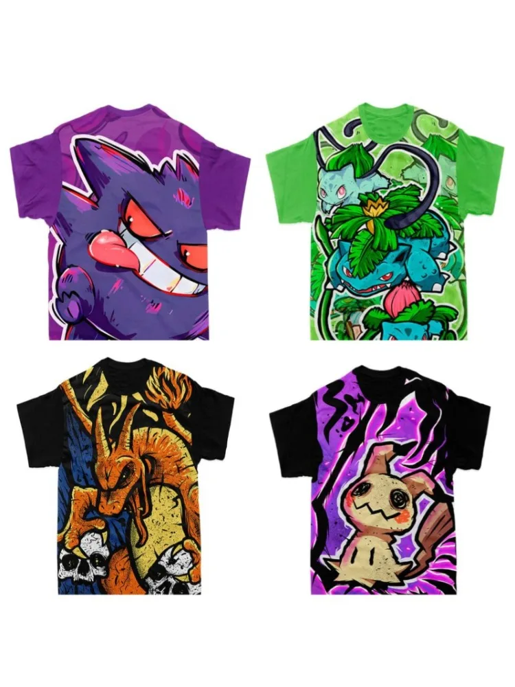 Pok É Mon Family Blessing Bulbasaur Seed T-shirt Groen Unisex Volledig bedrukt kindershirt met cartoonprint Los shirt met korte mouwen - afbeelding 2