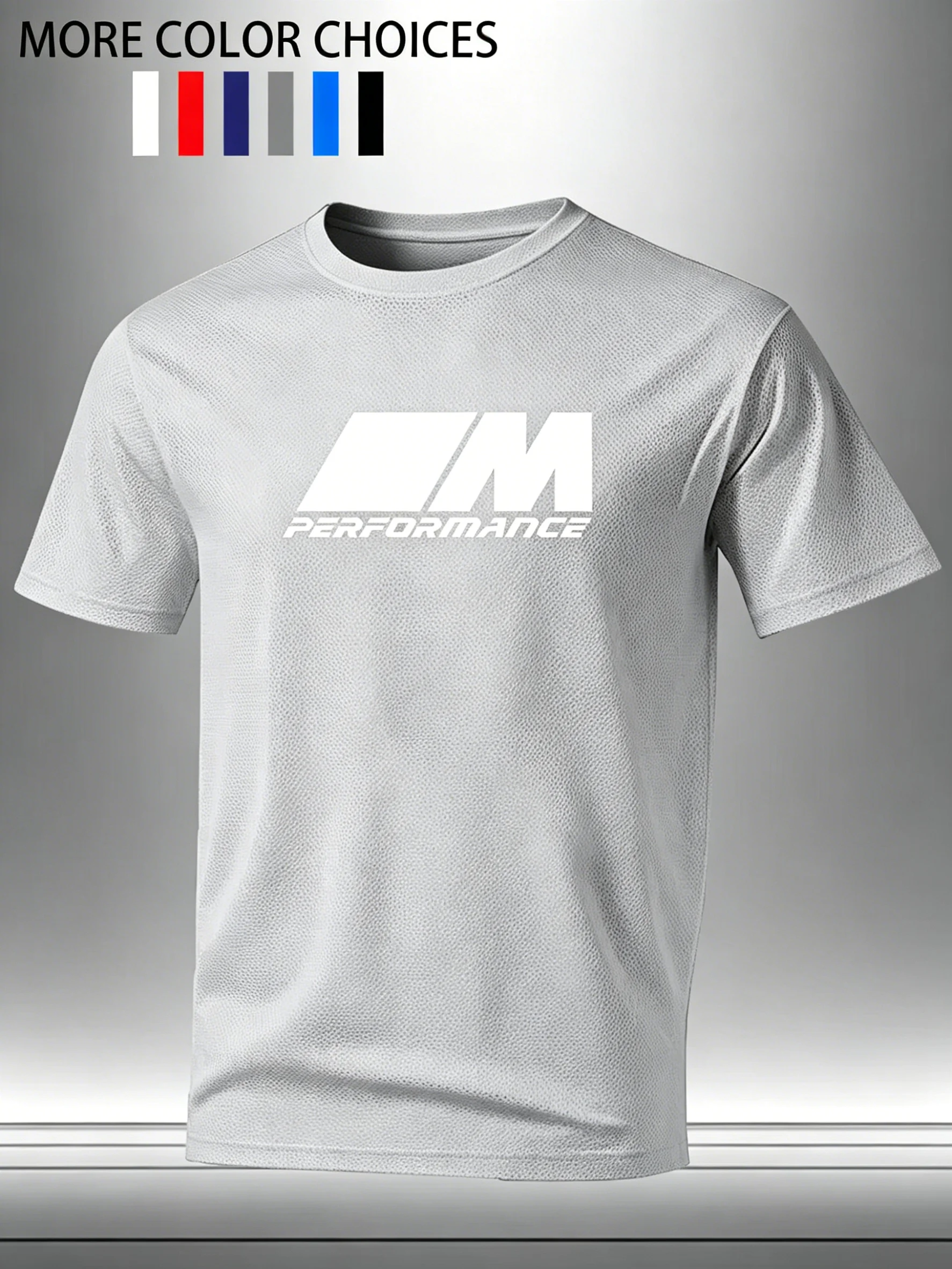 2026 Herren Schnelltrocknendes Mesh-T-Shirt mit M Performance Aufdruck, Rundhals, Kurzarm, Atmungsaktives Sport-Oberteil für Fitness, Laufen und Auto-Enthusiasten – Detail 6