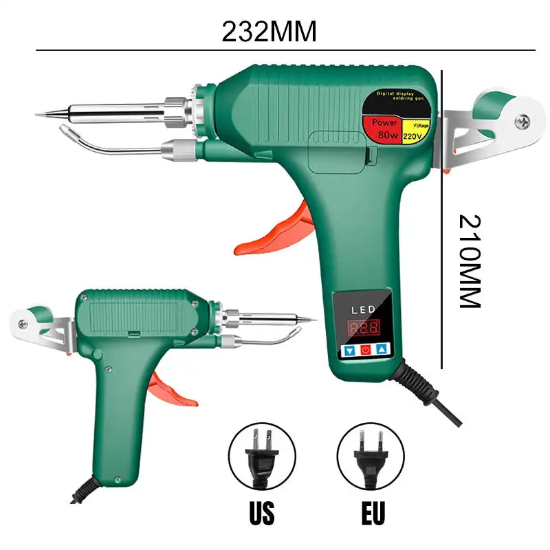 Imagem -05 - Pistola de Ferro de Solda com Display Digital 80w 180520 ° c Temperatura Ajustável Enviar Automático Pistola de Estanho Reparação Ferramenta de Soldagem Diy