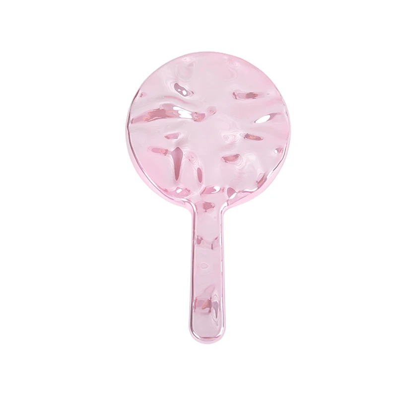 New Handle Makeup Mirror Water Wave Pattern Girls Handle Beauty Mirror Clear Makeup Tools