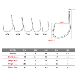 20 pcs/Fishing Hook Box 1/0-5/0 # Alto-Carbon barbed hook Fishhook GABARIT Main Main Sales Crown Crown - №6