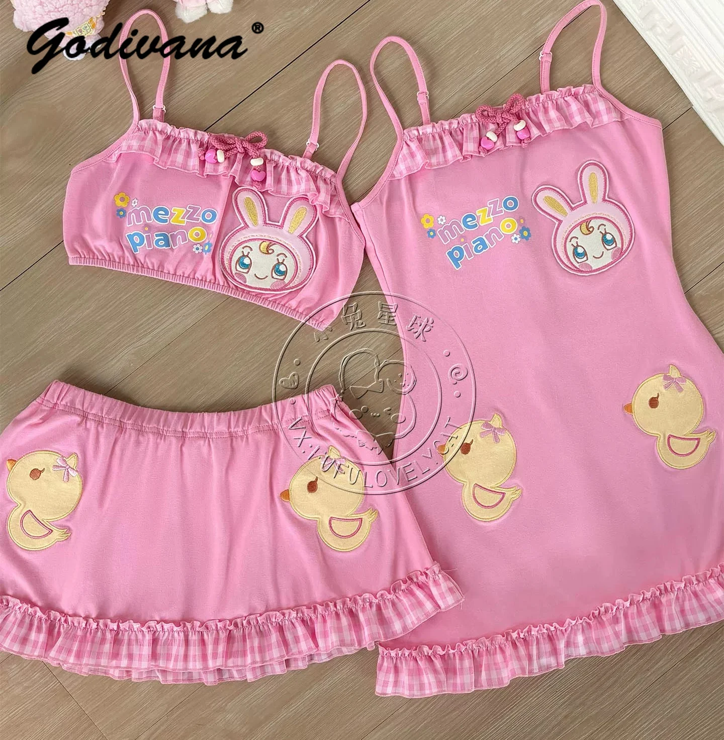 

Sweet Cute Daughter Girls Kawaii Cartoon Swimsuit Little Duck New Summer One-piece Swim Dress Split Suspender Skirt Set Swimwear