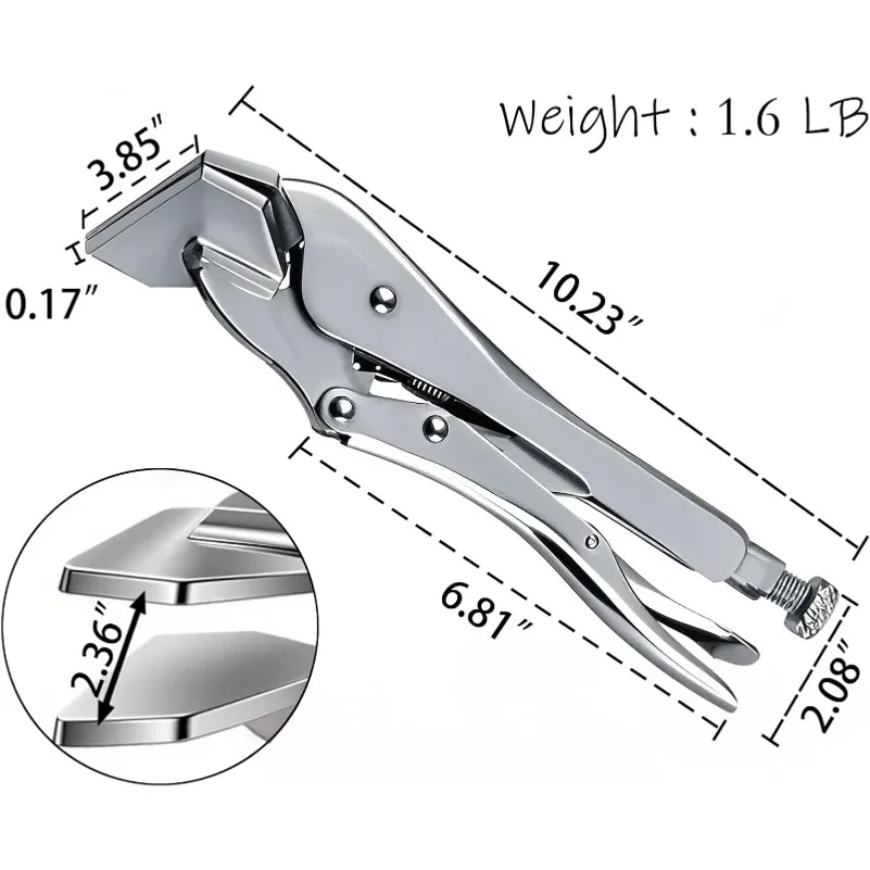 

MACWORK 10 Inch Sheet Metal Clamps Welding Locking Pliers Adjustable Opening High-carbon Steel Flat Nose Pliers Hand Tools