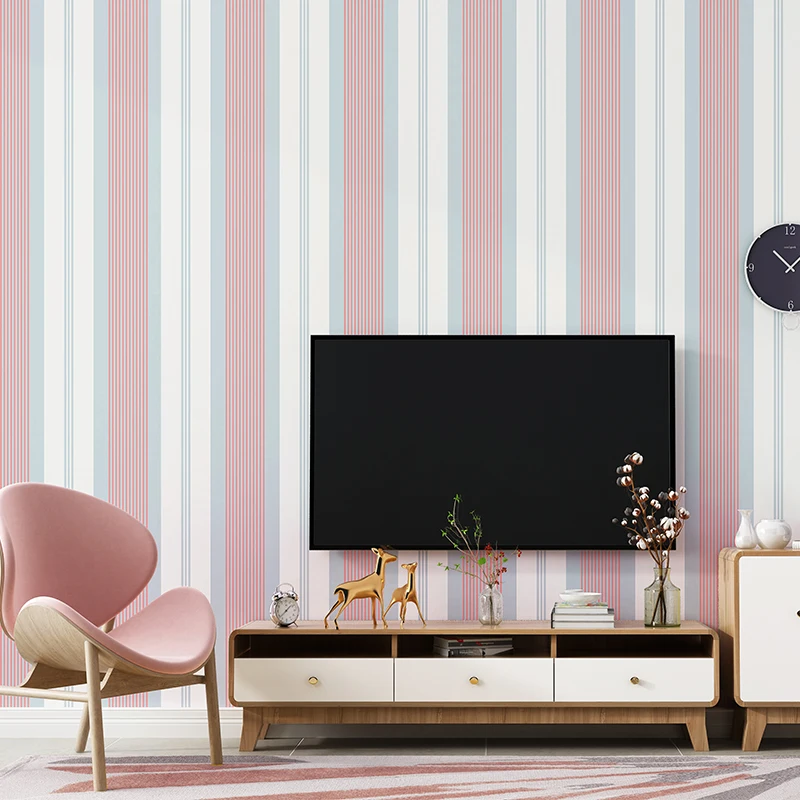 

Papel De Parede Modern Child Colorful Vertical Striped Wallpaper Roll Non Woven Wall Covering Background Wall Paper