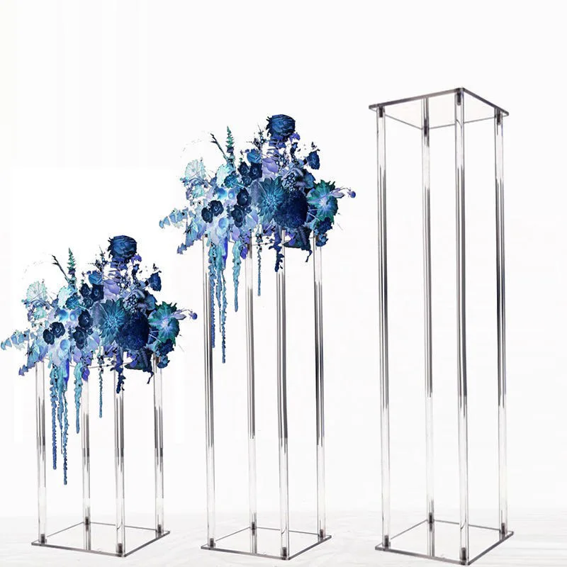 

Wedding Table Centerpieces Artificial Flower Bouquet Decoration Acrylic Vase Favors Cake Display Holder Floral ColumnsStand