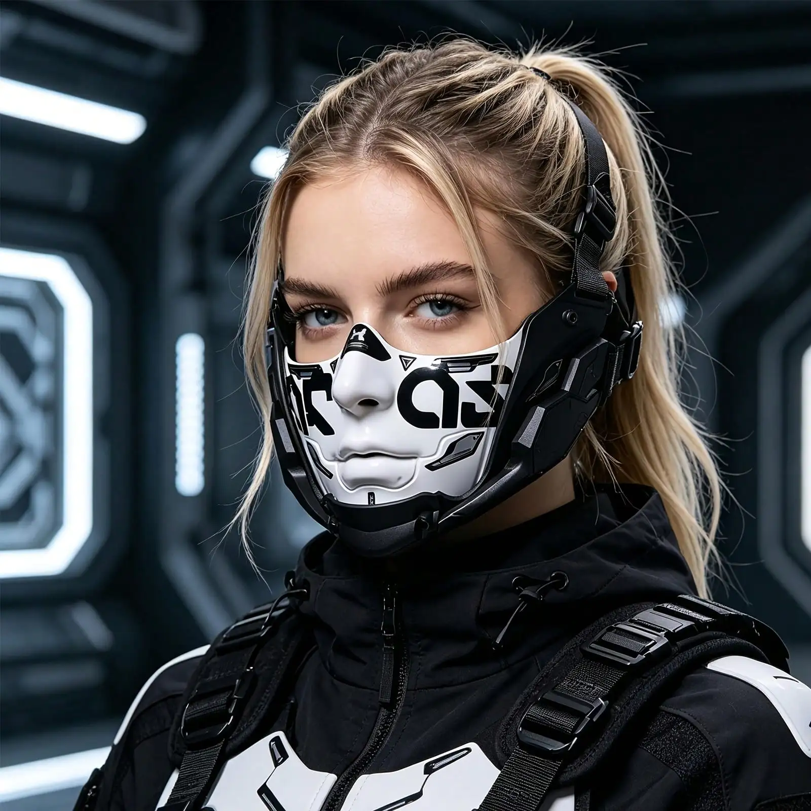Cyberpunk Half Face Mechanical Mask For Women – Halloween Costume, Party Cosplay Accessory, Music Festival Prop, Soldier Outfit,