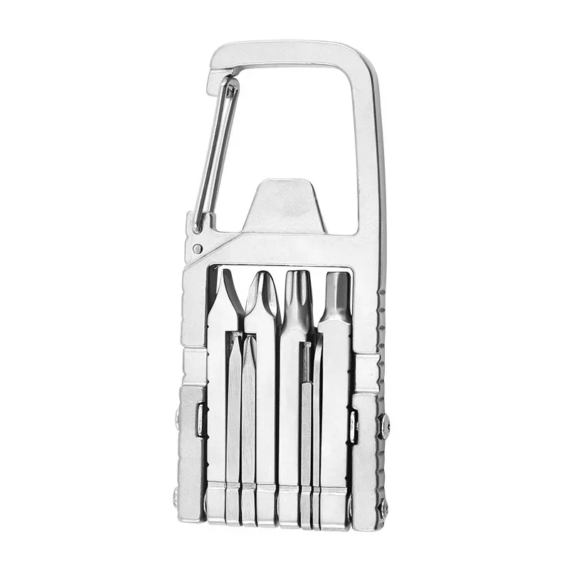 Portable Outdoor Bottle Opener，13 in 1 EDC Folding Screw Tool ，Multi-function Quick-hanging Stainless Steel Repair Tool