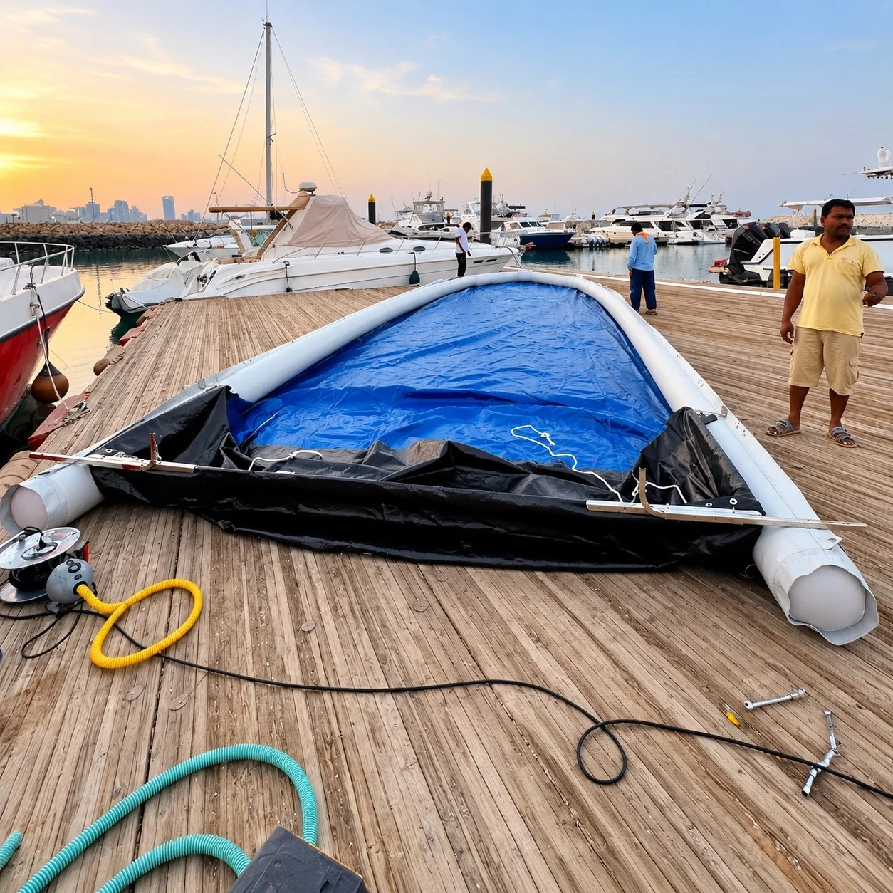 6x3m PVC Inflatable Jet Ski Floating Dock Antifouling Yacht Boat Mooring Berth Portable Inflatable Parking Platform for Marina