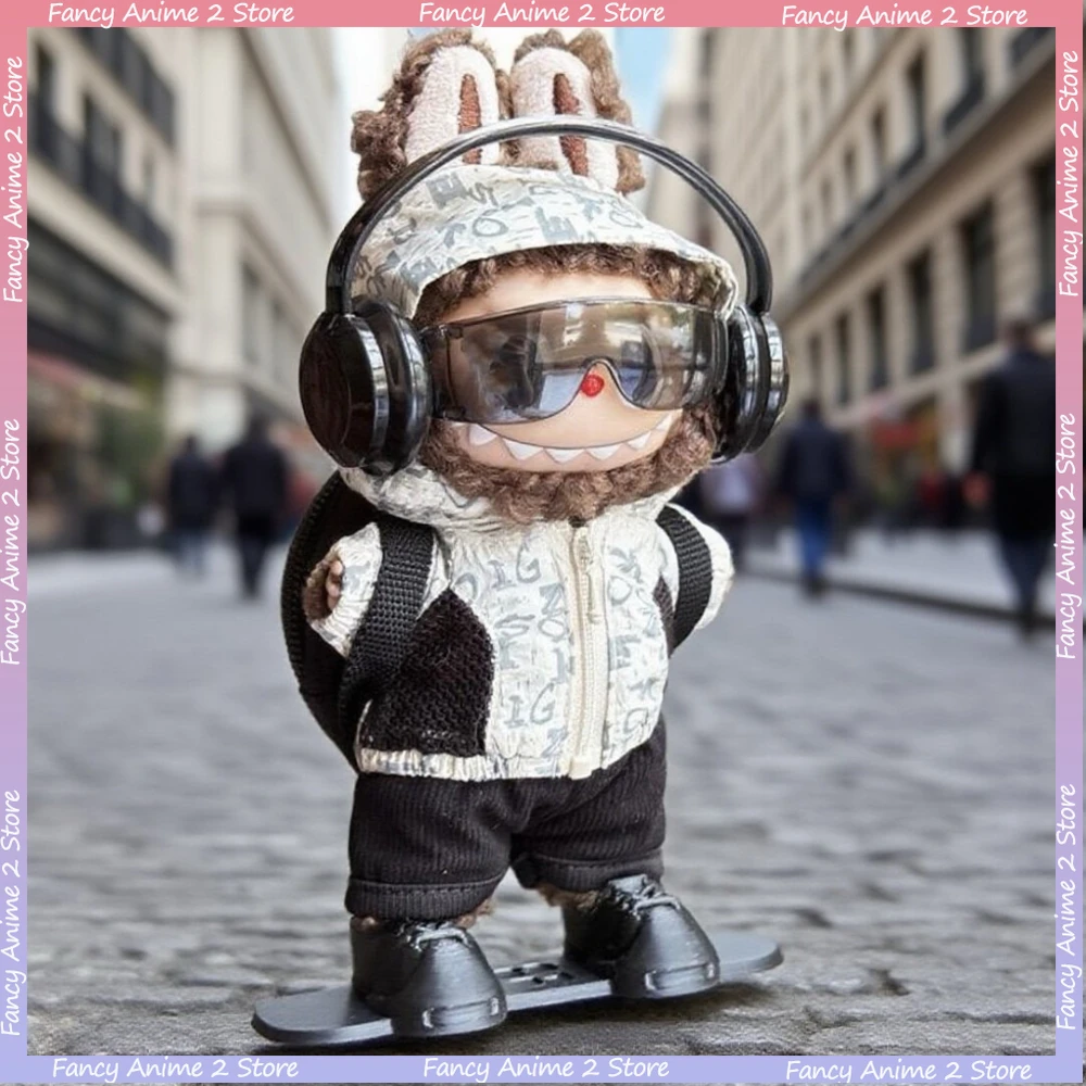 

Cool Winter Ski Headphone Skateboard Set for V1 V2 V3 Labubu Doll Fashion Clothing Accessories DIY Gift for Display Replacement