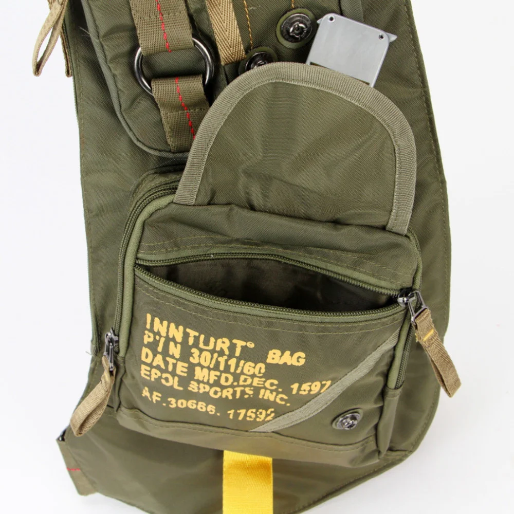 Mochila de nailon de alta calidad para hombre, en la espalda de un hombro morral, impermeable, estilo militar, informal, bandolera