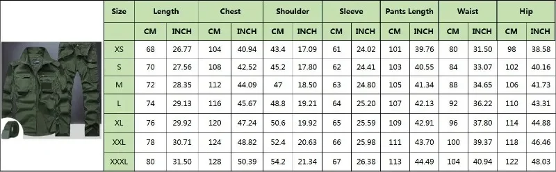 Summer Sets Mens Outdoor Breathable Multiple Pockets Combat Long Sleeve Shirts Cargo Pants Suits Male