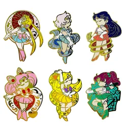 Cute Sailor Moon Brooches Cartoon Metal Enamel Brooch Cartoon Pin Jeans Clothes All-match Badge Jewelry Accessories Girls Gift