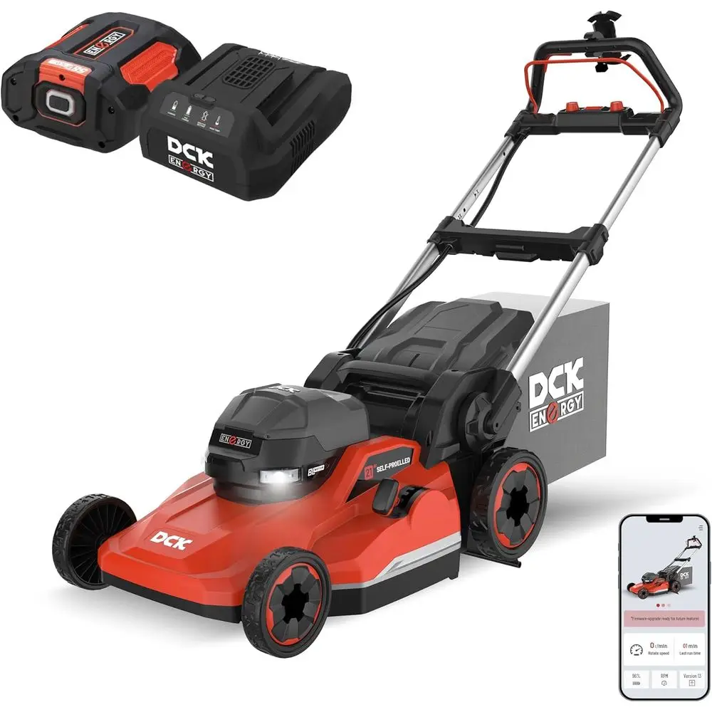 

58V 21" Electric Lawn Mower CordlSel-Propelled Lawn Mower, 3-in-1 (Mowing/Collecting/Mulching), 7 Cut Heights, oldable, LED Ligh