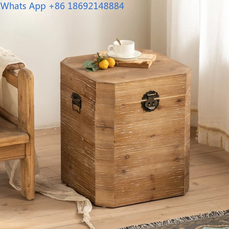 Rustic American Style Coffee Table for Living Room Decor and Storage
