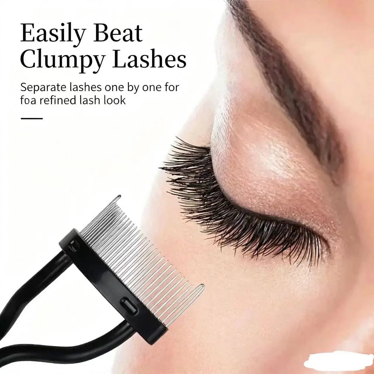 Curved Metal Tooth Eyelash Separator Comb Anti Clumping Professional Lash Grooming Tool