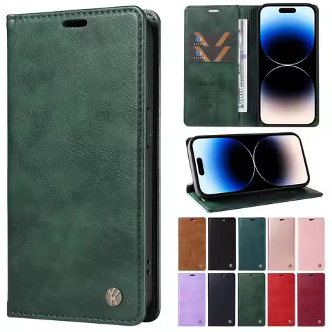 Luxury Leather Case Protect Cover For Samsung Galaxy S24 S23 S22 S21 S20 FE Ultra S10 S10E S9 S8 Plus Stand Flip Wallet Cases