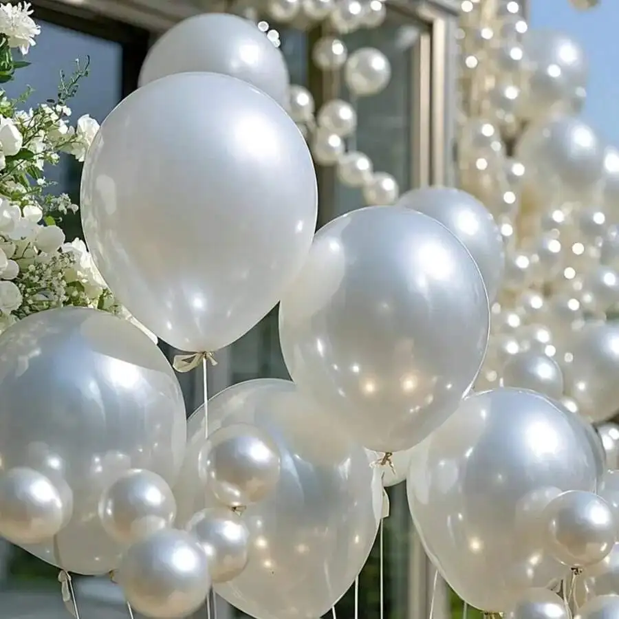 10/30/50/pcs 12Inch Pearl White Latex Balloon Set Suitable For Birthday Wedding Valentine's Day, Thanksgiving Party Decoration