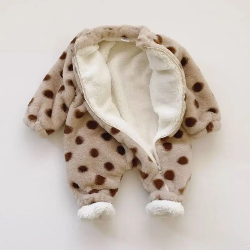 Baby Clothing Onesie Boys Girls Warm Super Cute Winter Fleece Lined Thick Outdoor Swaddle Suit Winter Clothing