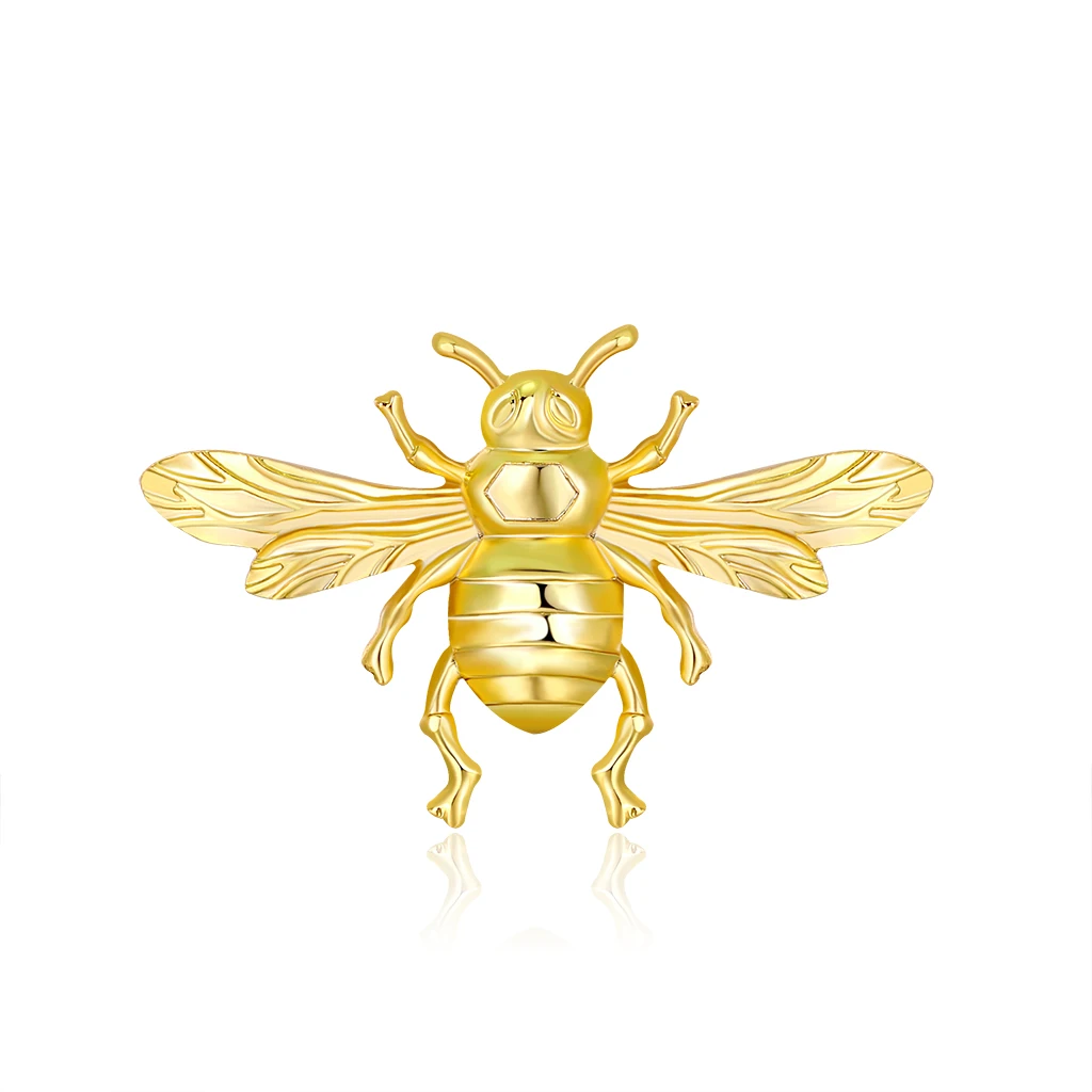 Creative Alloy Gold Plated Bee Brooch Cute Insect Pins Coat Dress Office Accessories New Year Birthday Jewelry Gifts Wholesale