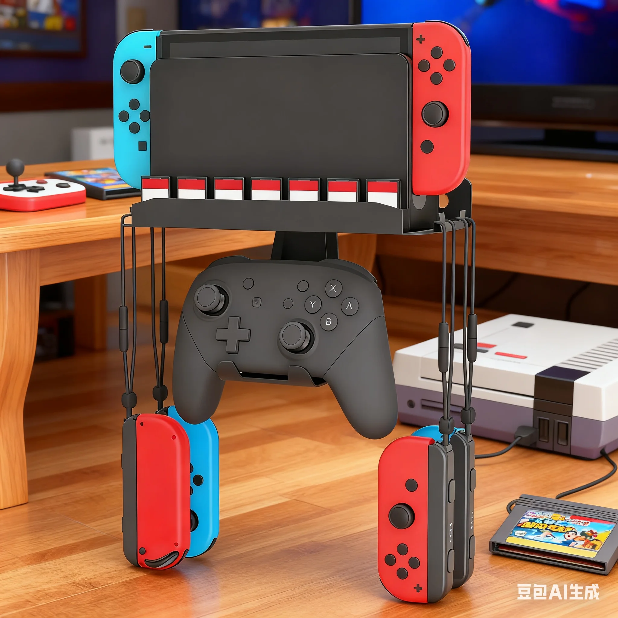 

Металлический излучающий настенный кронштейн для игровой консоли Switch2 Pro, обычная стойка для дисплея со слотом для игровых карт, подставка, держатель-вешалка