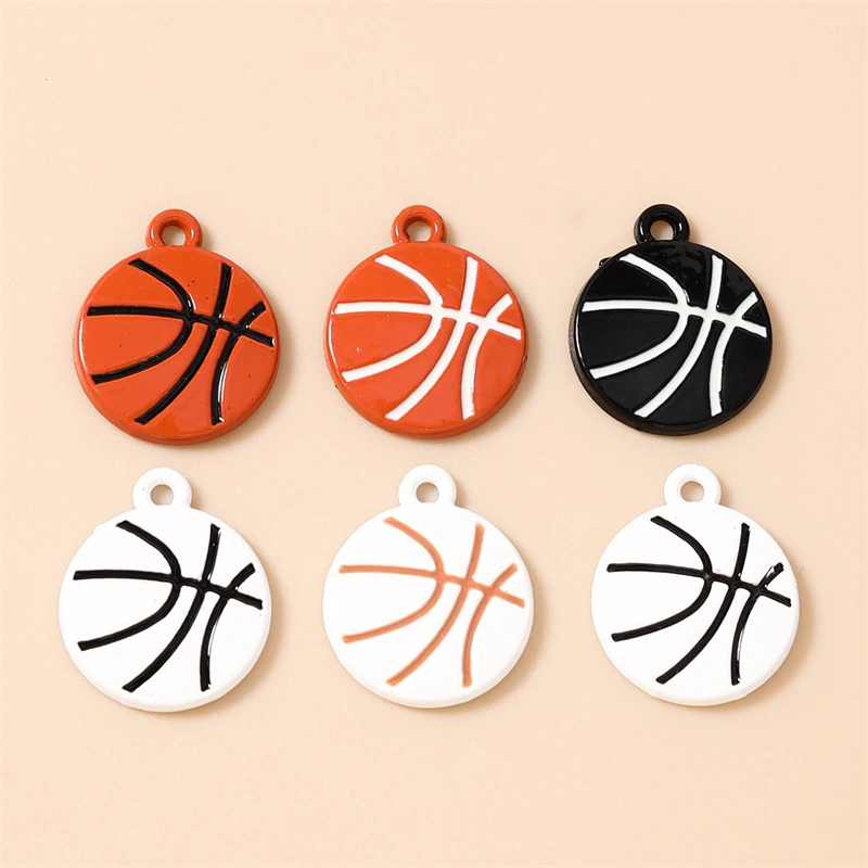 10 Stück niedliche Sport-Charms, Emaille-Rugby- und Basketball-Schuh-Charms für die Schmuckherstellung, Ohrringe, Anhänger, Halsketten, DIY-Bastelzubehör – Detail 7