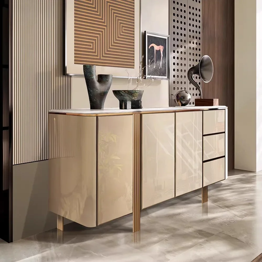 Modern simple luxury porch cabinet dining side cabinet high-end original paint bright cabinet