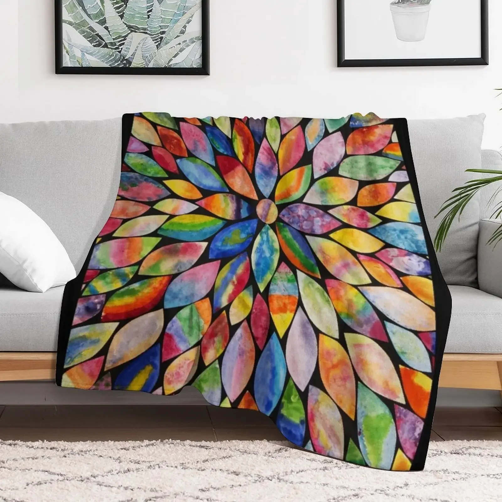 New HHPS Art Show, Class 2C, Watercolour: Blooming Flower Throw Blanket Soft Sherpa Fleece Warm Blanket for Winter