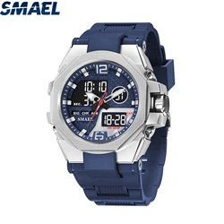 SMAEL 8103 Waterproof Auto Date Watch For Men Brand Sport Watch  LED Light Alarm Clock Dual Time Display