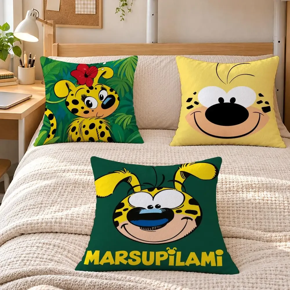 Cartoon Animal M-Marsupilami Cushion Cover Soft Short Plush Sofa Bedroom Den Car Dorm Decor Gifts