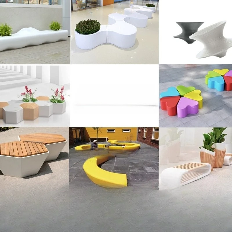 FRP leisure shopping mall square public rest waiting for long row chairs outdoor creative splicing bench