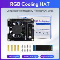 Yahboom RGB Cooling HAT Expansion Board Compatible with Raspberry Pi 5 4B 3B+ RDK With OLED And Cooling Fan