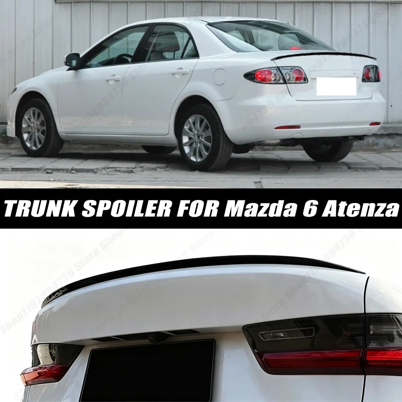 Glossy Black Soft Rubber Universal Rear Trunk Spoiler 5D Carbon Look Tail Wing Fit For Mazda 6 Atenza Sedan Car Accessories