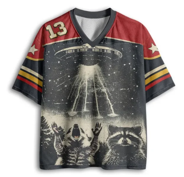 Adult and Children's Alien Enthusiast First Choice 3D Printed Imaginative Raccoon Alien Planet Color-block T-shirt